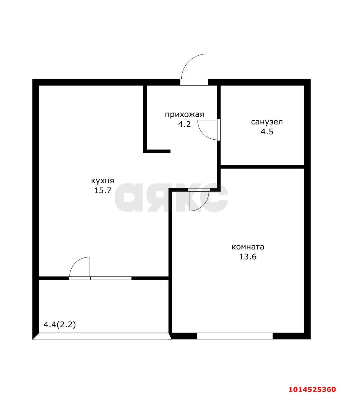 Фото №6: 1-комнатная квартира 44 м² - Краснодар, Карасунский внутригородской округ, мкр. ЖК Первое Место, ул. Виктора Казанцева, 1.3лит2