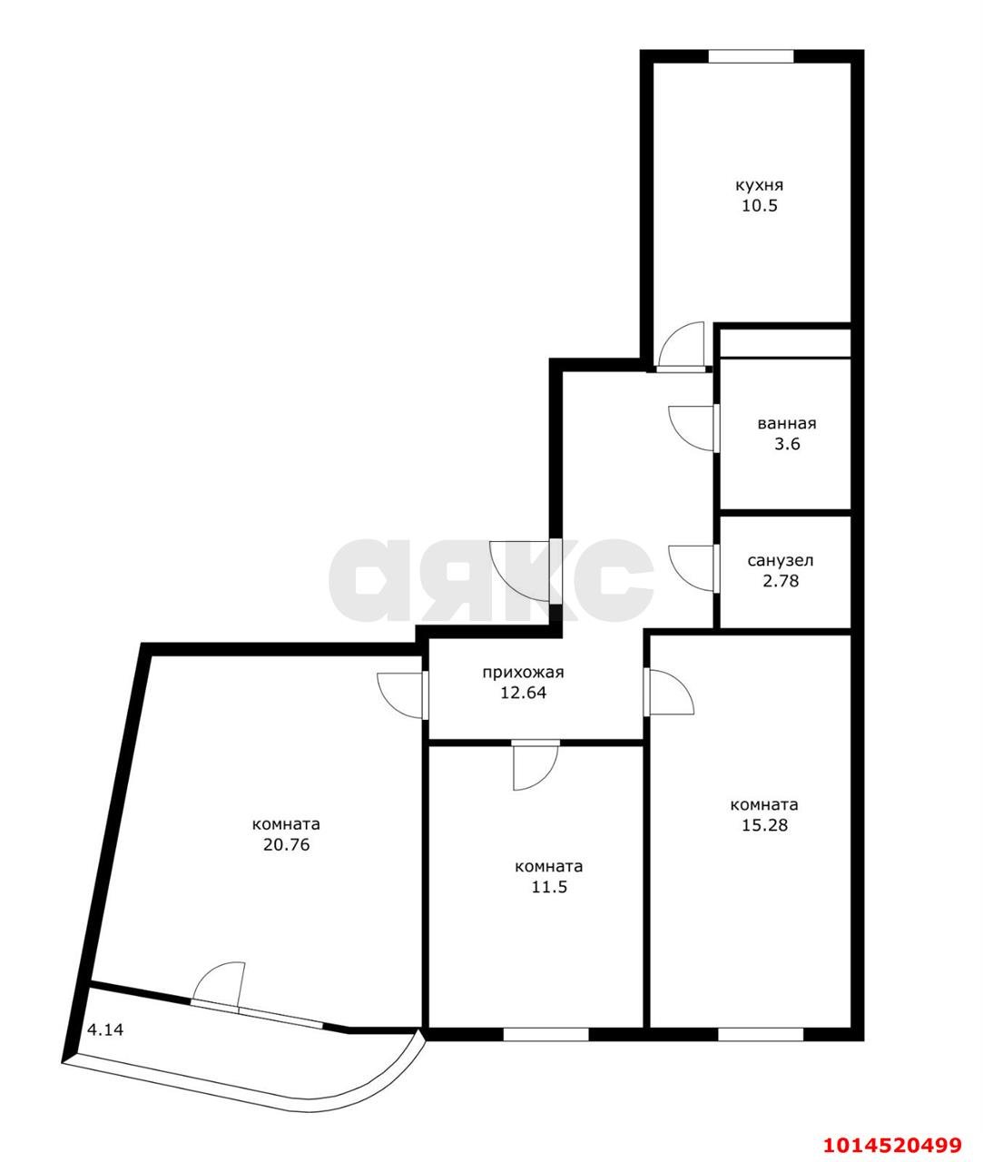 Фото №20: 3-комнатная квартира 81 м² - Краснодар, жилой комплекс Фонтаны, ул. Воронежская, 47/14
