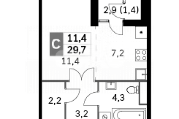 Фото №1: Студия 30 м² - Москва, мкр. ЖК Скай Гарден, пр-д Строительный, 9
