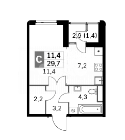 Фото №1: Студия 30 м² - Москва, ЖК Скай Гарден, пр-д Строительный, 9