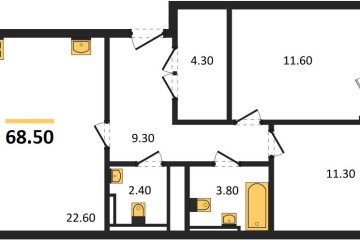 Фото №1: 2-комнатная квартира 68 м² - Краснодар, мкр. Прикубанский внутригородской округ, 