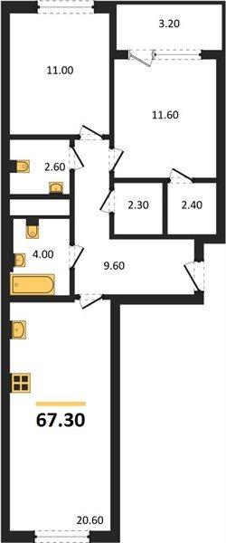 Фото №1: 2-комнатная квартира 67 м² - Краснодар, квартал Самолёт, жилой комплекс Самолёт-7, мкр. Прикубанский внутригородской округ