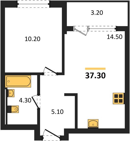 Фото №1: 1-комнатная квартира 37 м² - Краснодар, квартал Самолёт, жилой комплекс Самолёт-7, мкр. Прикубанский внутригородской округ