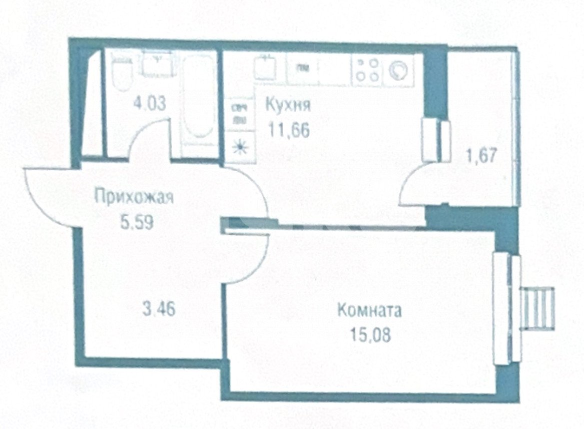 Фото №24: 1-комнатная квартира 41 м² - Одинцово, жилой комплекс Одинбург, ул. Северная, 5к4