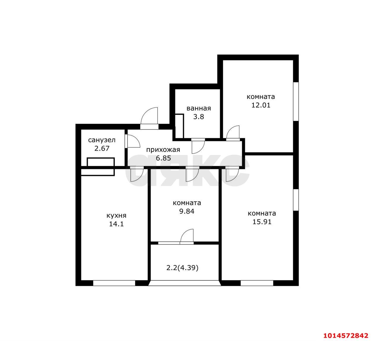 Фото №2: 3-комнатная квартира 69 м² - Краснодар, жилой комплекс Народные Кварталы, ул. Народная, 54лит1