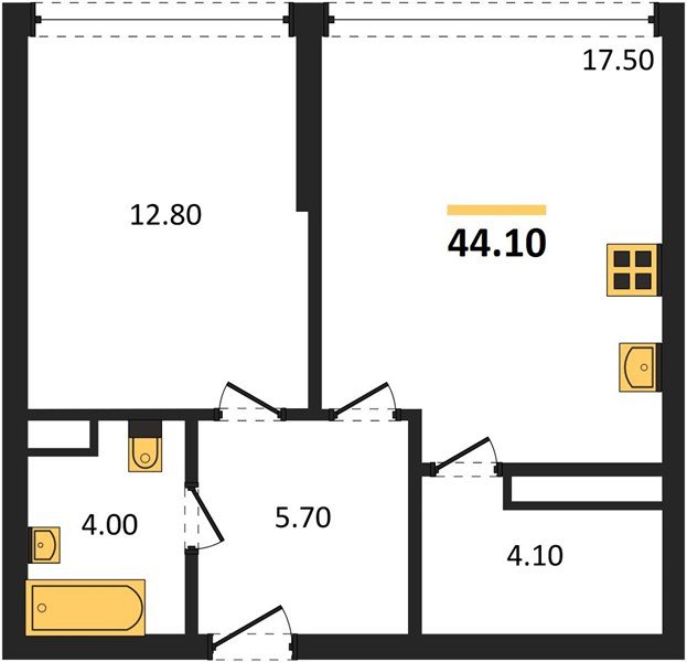 Фото №1: 1-комнатная квартира 44 м² - Краснодар, Прикубанский внутригородской округ, мкр. Догма Парк, ул. Марины Цветаевой, 33