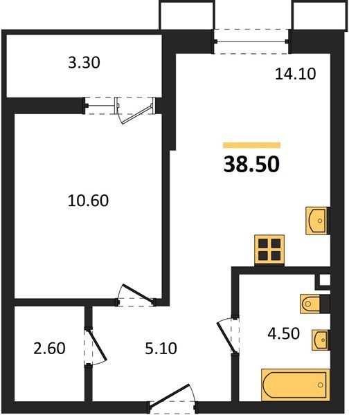 Фото №1: 1-комнатная квартира 38 м² - Майкоп, мкр. ЖК Звезды