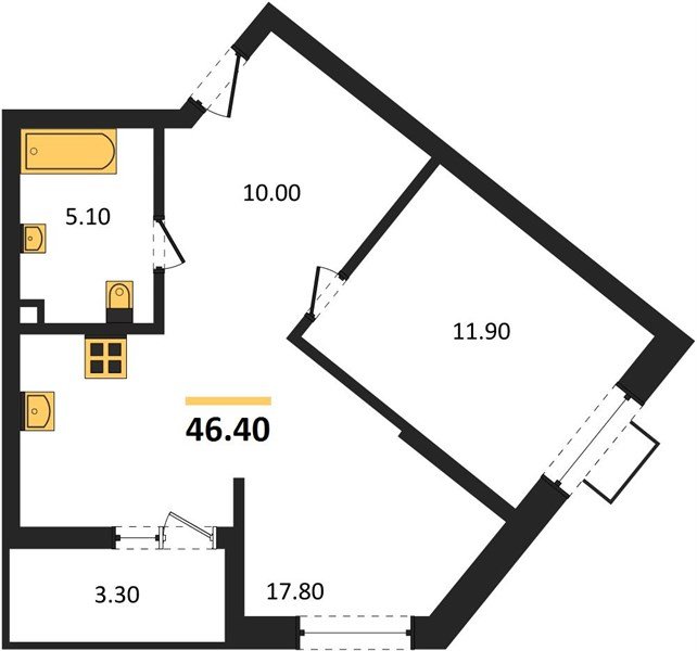 Фото №1: 1-комнатная квартира 46 м² - Майкоп, мкр. ЖК Звезды