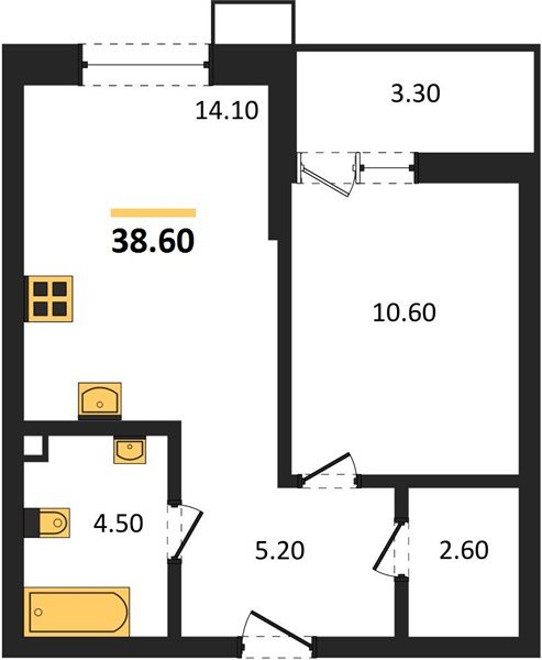 Фото №1: 1-комнатная квартира 38 м² - Майкоп, мкр. ЖК Звезды