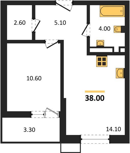 Фото №1: 1-комнатная квартира 38 м² - Майкоп, мкр. ЖК Звезды