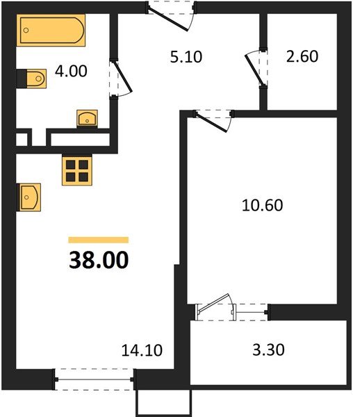 Фото №1: 1-комнатная квартира 38 м² - Майкоп, мкр. ЖК Звезды