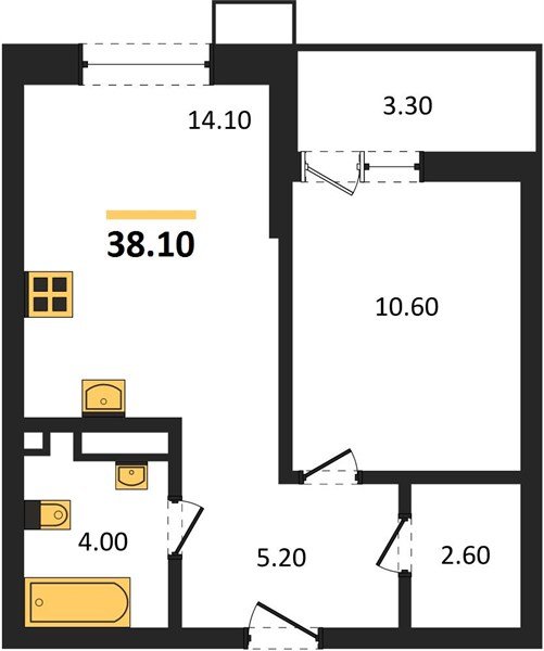 Фото №1: 1-комнатная квартира 38 м² - Майкоп, мкр. ЖК Звезды
