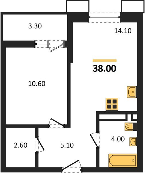 Фото №1: 1-комнатная квартира 38 м² - Майкоп, мкр. ЖК Звезды