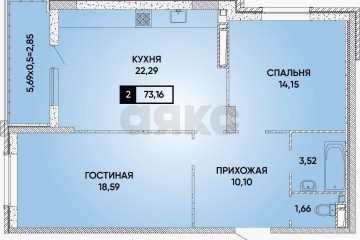 Фото №1: 2-комнатная квартира 73 м² - Краснодар, мкр. Достояние, ул. Григория Булгакова, 19