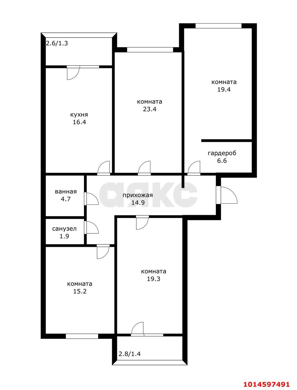Фото №15: 4-комнатная квартира 121 м² - Краснодар, Горогороды, жилой комплекс Береговая-2, Западный внутригородской округ, Центральный внутригородской округ, мкр. Центральный, ул. Береговая, 2к1