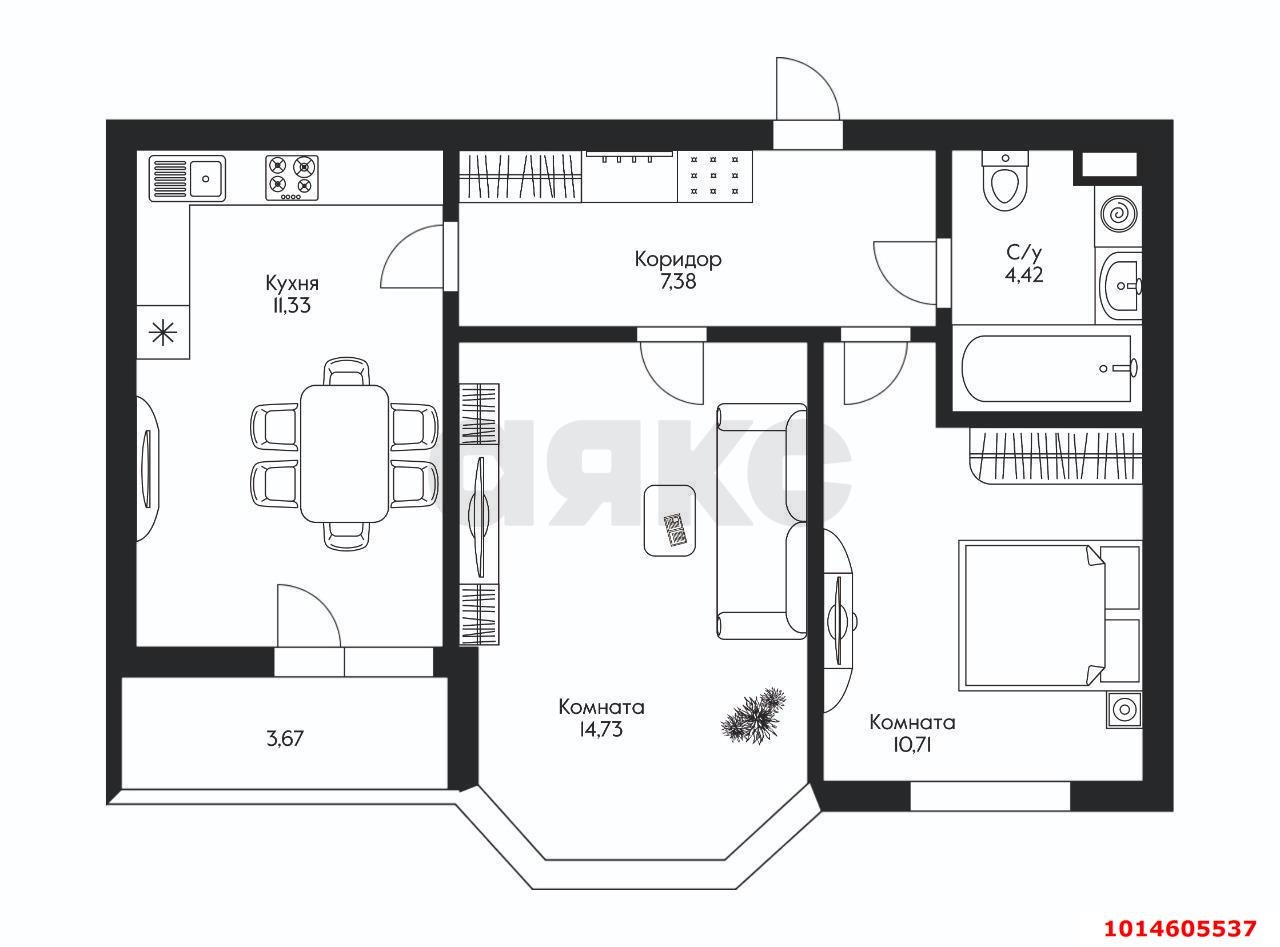 Фото №14: 2-комнатная квартира 52 м² - Краснодар, Славянский, ул. Красных Партизан, 1/4к16