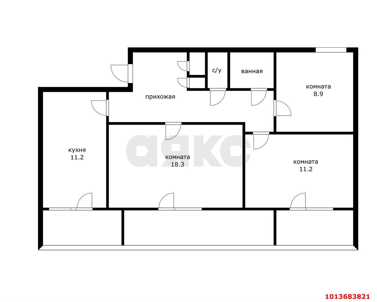 Фото №2: 3-комнатная квартира 70 м² - Краснодар, Прикубанский внутригородской округ, мкр. Фестивальный, ул. Фестивальная, 16