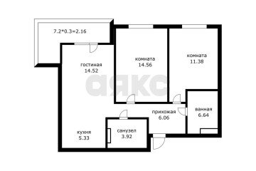 Фото №2: 2-комнатная квартира 67 м² - Яблоновский, мкр. жилой комплекс Вектор, ул. Базовская, 21