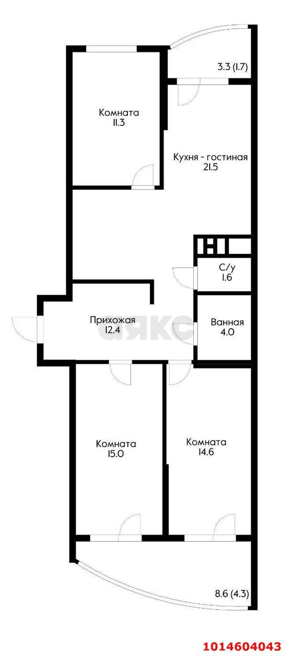 Фото №8: 3-комнатная квартира 81 м² - Краснодар, жилой комплекс Атлант, ул. Адмирала Крузенштерна, 6