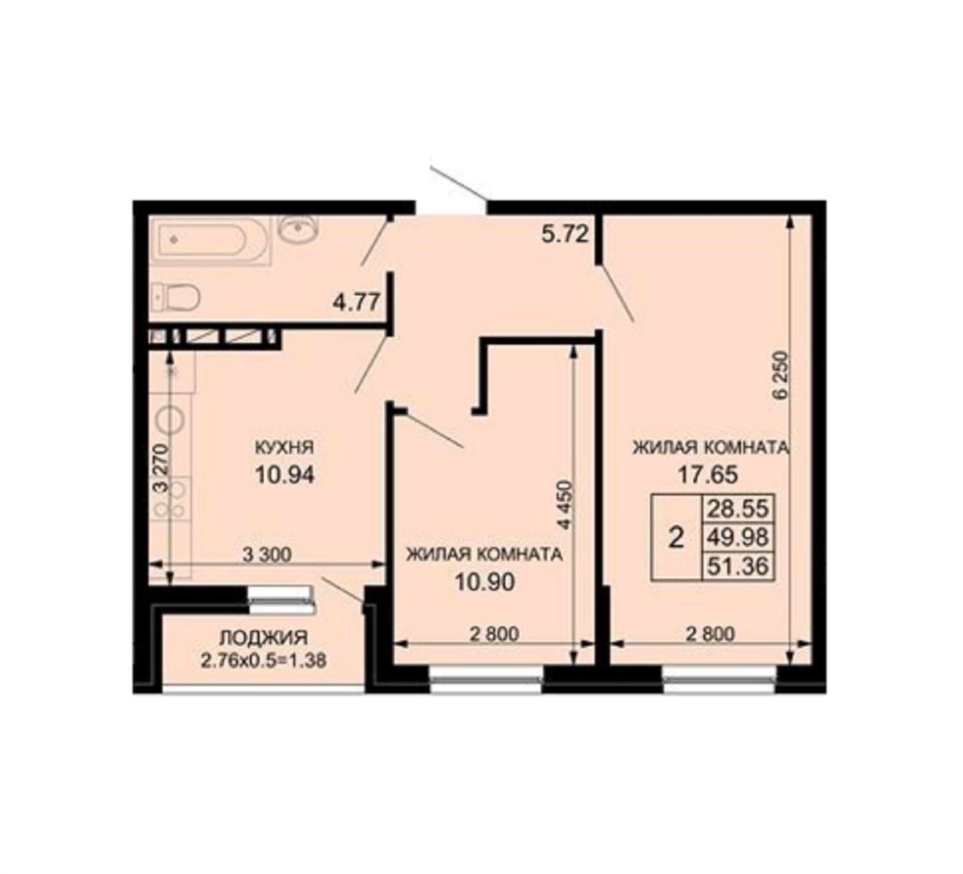 Фото №14: 2-комнатная квартира 51 м² - Краснодар, жилой комплекс Новые Сезоны, мкр. Прикубанский внутригородской округ, ул. Скандинавская, 1к8