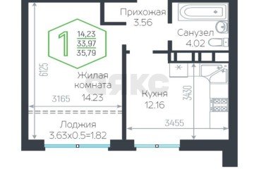 Фото №2: 1-комнатная квартира 37 м² - Краснодар, мкр. Черёмушки, ул. Обрывная, 132/1к4
