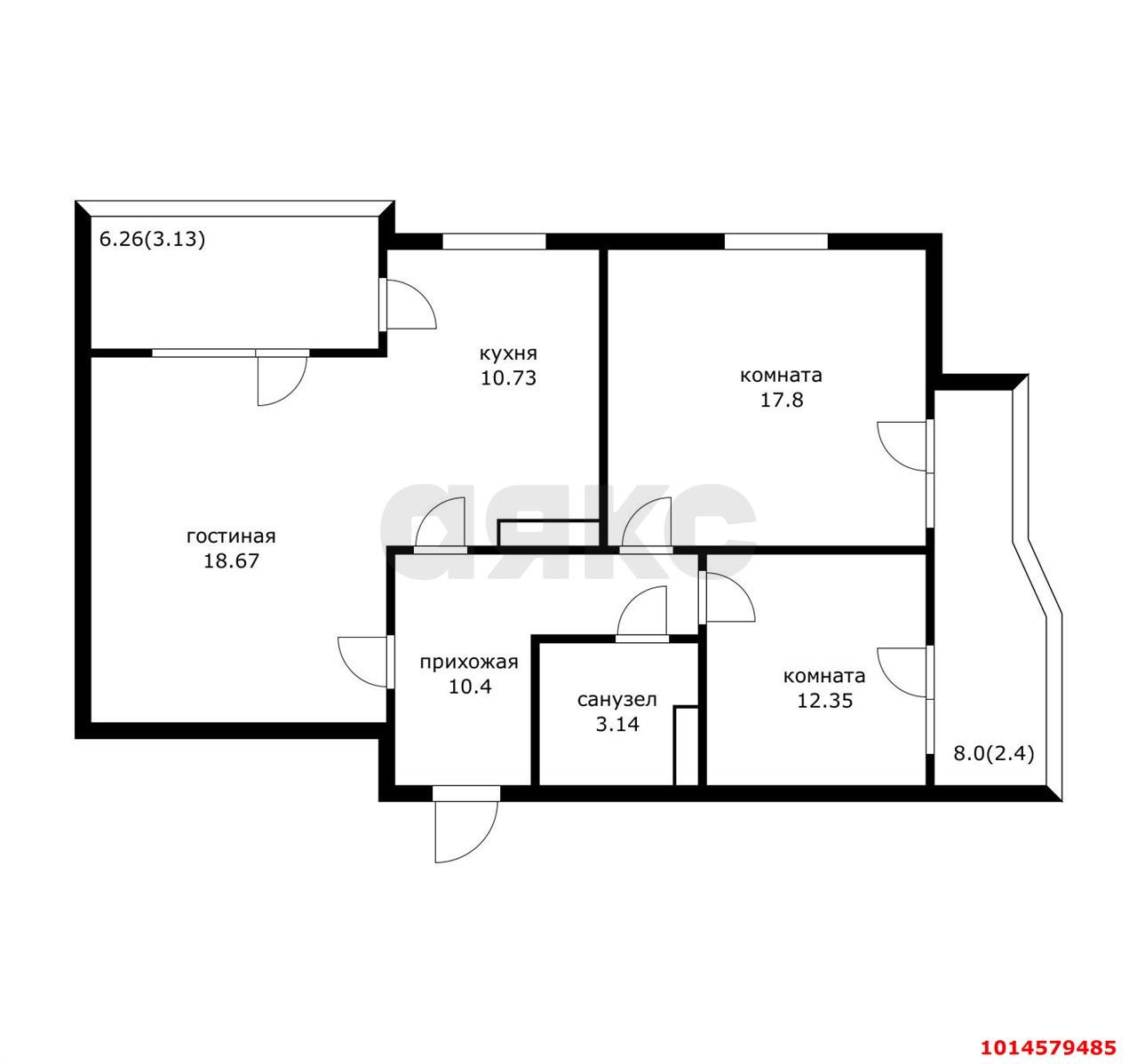 Фото №15: 3-комнатная квартира 76 м² - Краснодар, Фестивальный, ул. Морская, 49