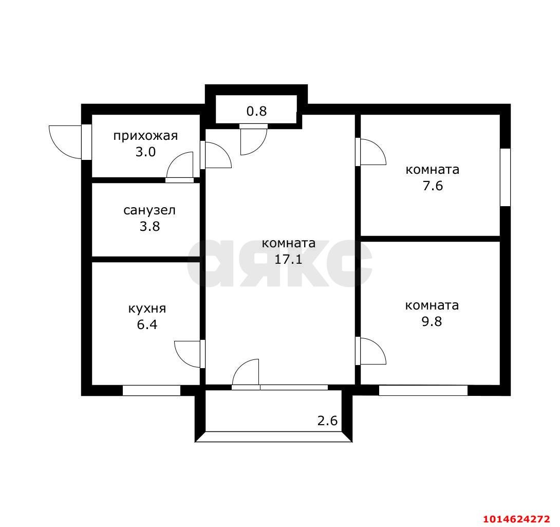 Фото №4: 3-комнатная квартира 54 м² - Краснодар, Черёмушки, ул. Селезнёва, 112