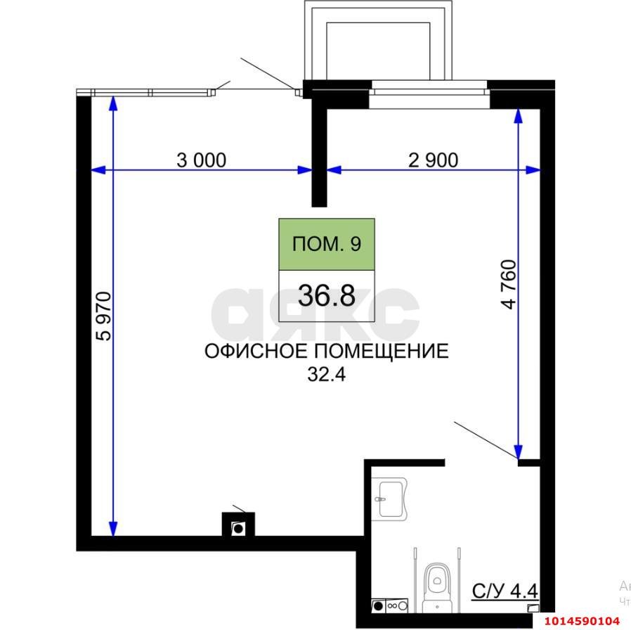 Фото №3: Коммерция 36 м² - Краснодар, Прикубанский внутригородской округ, мкр. жилой комплекс Дыхание, ул. Лётчика Позднякова, 2к25