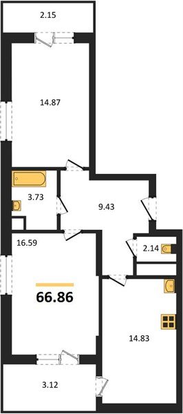 Фото №1: 2-комнатная квартира 66 м² - Знаменский, Родные Просторы, 