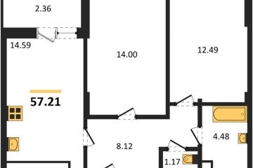 Фото №1: 2-комнатная квартира 57 м² - Знаменский, мкр. Родные Просторы, 