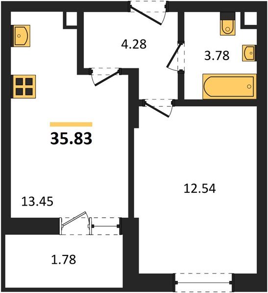 Фото №1: 1-комнатная квартира 35 м² - Знаменский, Родные Просторы, 