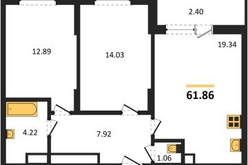 Фото №1: 2-комнатная квартира 61 м² - Знаменский, мкр. Родные Просторы, 