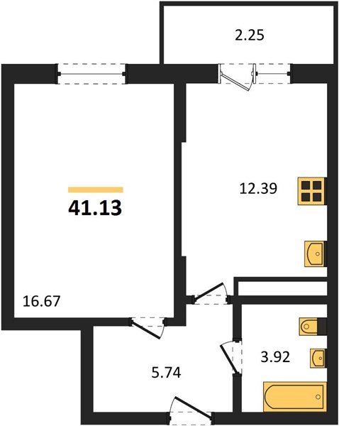 Фото №1: 1-комнатная квартира 41 м² - Знаменский, Родные Просторы, 