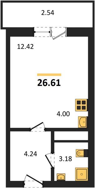 Фото №1: Студия 26 м² - Знаменский, Родные Просторы, 
