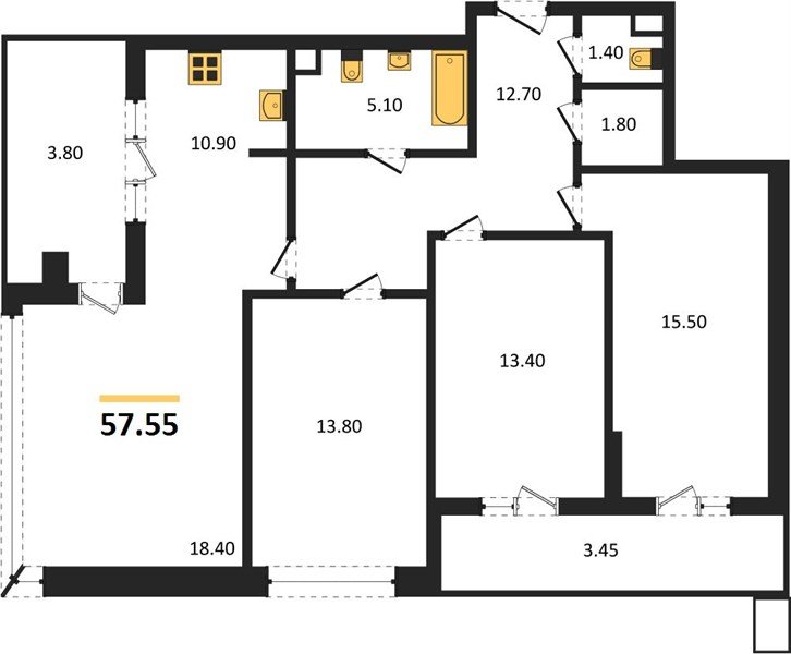 Фото №1: 2-комнатная квартира 100 м² - Знаменский, Родные Просторы, 