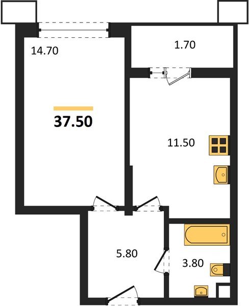 Фото №1: 1-комнатная квартира 37 м² - Знаменский, Родные Просторы, 
