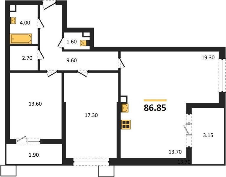 Фото №1: 2-комнатная квартира 86 м² - Знаменский, Родные Просторы, 