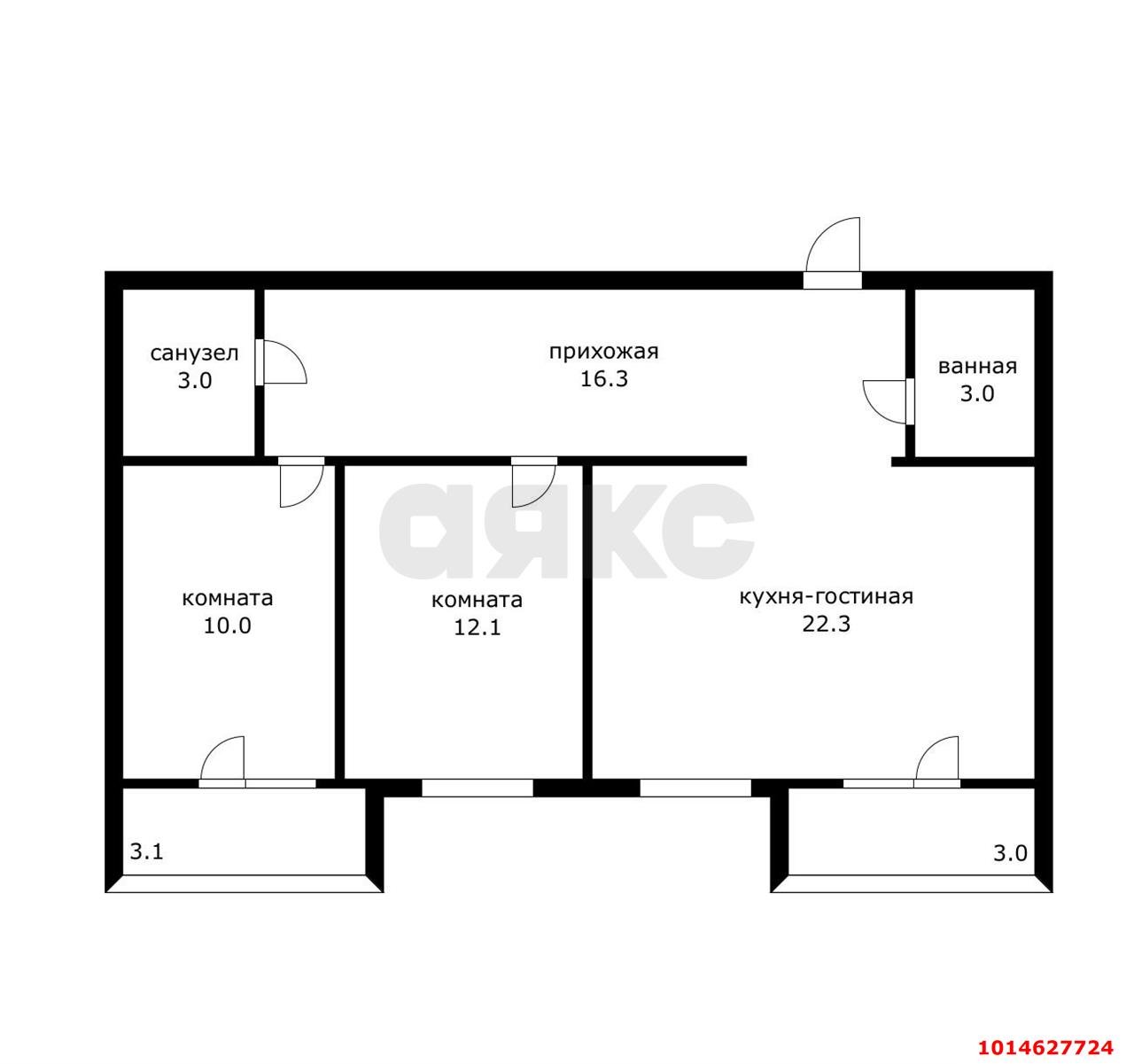 Фото №16: 3-комнатная квартира 70 м² - Краснодар, жилой комплекс Матрёшки, ул. 1-я Ямальская, 5к6