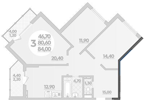 Фото №1: 3-комнатная квартира 84 м² - Краснодар, ЖК Бауинвест, ЖК Парк у Дома, Прикубанский внутригородской округ, жилой комплекс Парк У Дома, мкр. жилой комплекс Бауинвест, ул. Героев-Разведчиков, 11/1