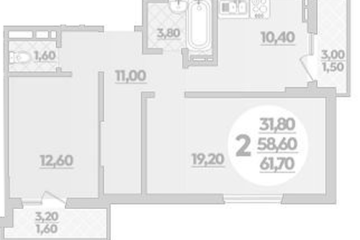 Фото №1: 2-комнатная квартира 61 м² - Краснодар, мкр. жилой комплекс Бауинвест, ул. Героев-Разведчиков, 11/1