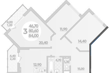 Фото №1: 3-комнатная квартира 86 м² - Краснодар, мкр. жилой комплекс Бауинвест, ул. Героев-Разведчиков, 11/1