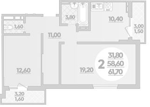 Фото №1: 2-комнатная квартира 61 м² - Краснодар, ЖК Бауинвест, ЖК Парк у Дома, Прикубанский внутригородской округ, жилой комплекс Парк У Дома, мкр. жилой комплекс Бауинвест, ул. Героев-Разведчиков, 11/1