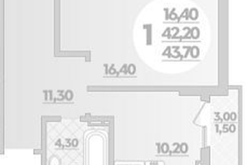 Фото №1: 1-комнатная квартира 43 м² - Краснодар, мкр. жилой комплекс Бауинвест, ул. Героев-Разведчиков, 11/1