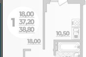 Фото №1: 1-комнатная квартира 38 м² - Краснодар, мкр. жилой комплекс Бауинвест, ул. Героев-Разведчиков, 11/1