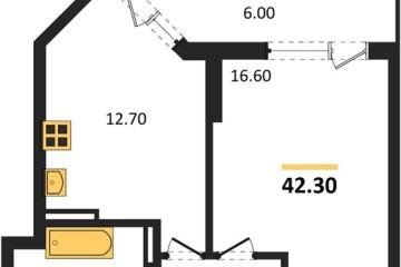 Фото №1: 1-комнатная квартира 42 м² - Краснодар, мкр. жилой комплекс Бауинвест, ул. Героев-Разведчиков, 11/1