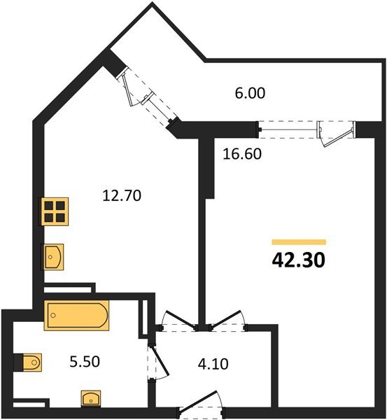 Фото №1: 1-комнатная квартира 42 м² - Краснодар, ЖК Бауинвест, ЖК Парк у Дома, Прикубанский внутригородской округ, жилой комплекс Парк У Дома, мкр. жилой комплекс Бауинвест, ул. Героев-Разведчиков, 11/1