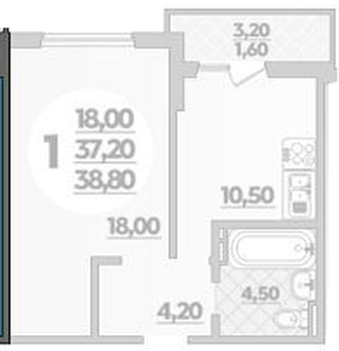 Фото №1: 1-комнатная квартира 38 м² - Краснодар, жилой комплекс Парк У Дома, ул. Героев-Разведчиков, 11/1