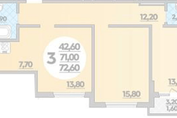 Фото №1: 2-комнатная квартира 72 м² - Краснодар, мкр. жилой комплекс Парк У Дома, ул. Героев-Разведчиков, 11/1