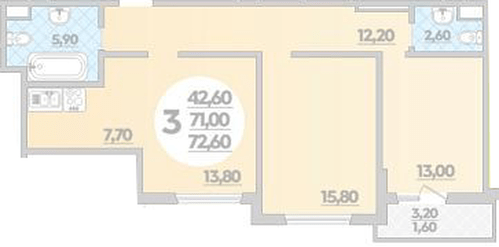 Фото №1: 2-комнатная квартира 72 м² - Краснодар, жилой комплекс Парк У Дома, ул. Героев-Разведчиков, 11/1