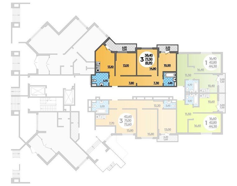 Фото №8: 3-комнатная квартира 81 м² - Краснодар, жилой комплекс Парк У Дома, ул. Героев-Разведчиков, 11/1